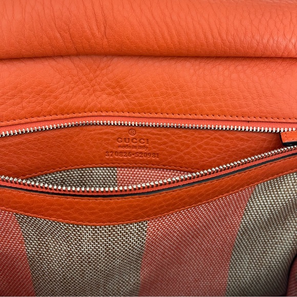 GUCCI Bamboo Daily Leather Flap Shoulder Bag- Orange - Picture 8 of 13